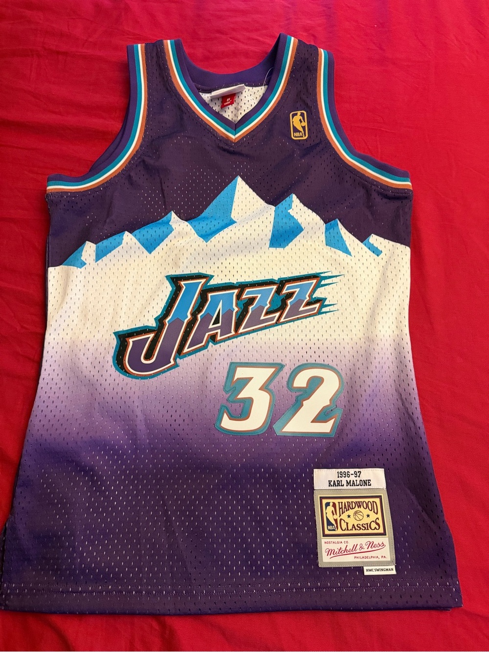 Mitchell & Ness Utah Jazz Karl Malone #32 Purple/White Mesh Jersey size Small